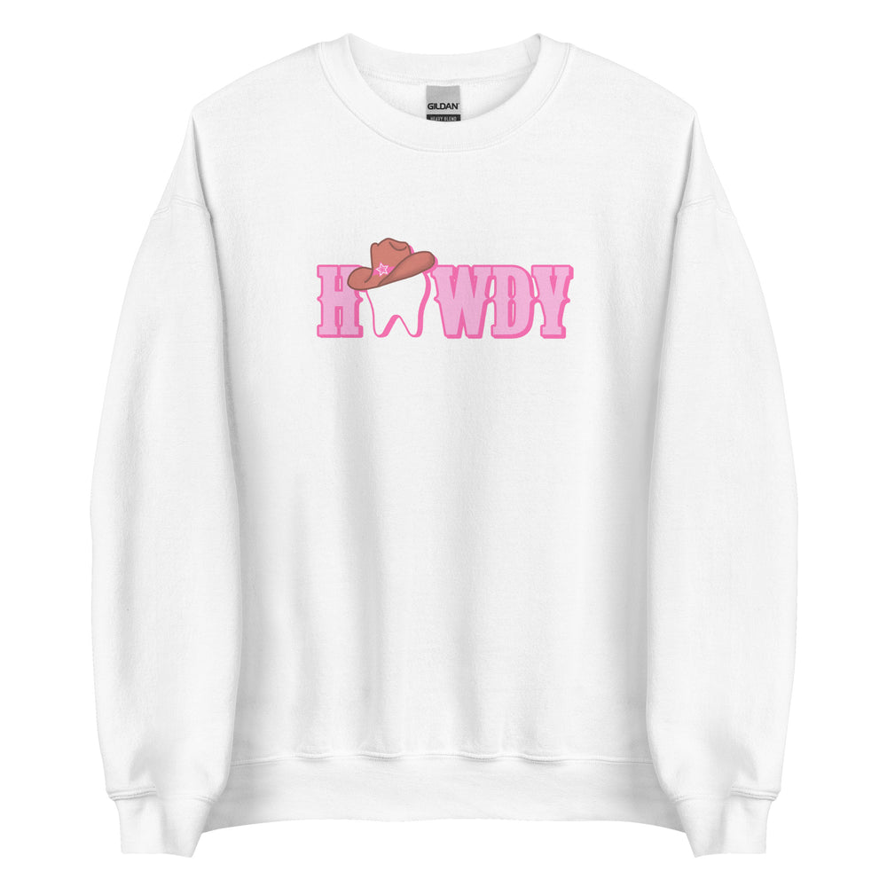
            
                Load image into Gallery viewer, Howdy Cowgirl Tooth Brown Hat Sweatshirt Pink Design
            
        