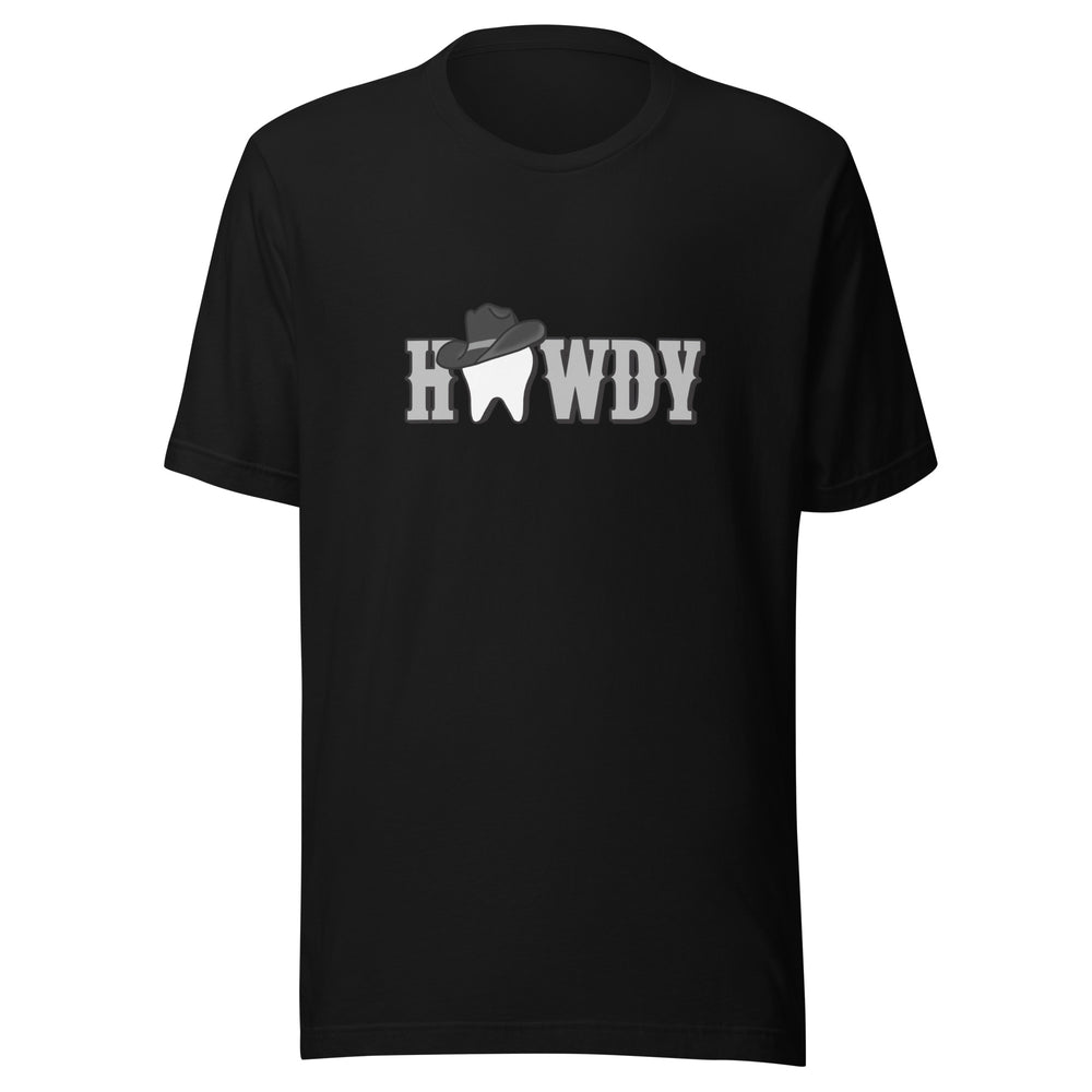 Howdy Tooth Cowboy Hat T-Shirt Black Design