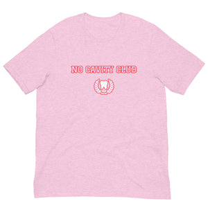 No Cavity Club T-Shirt, Varsity Letters - Red and Pink Design