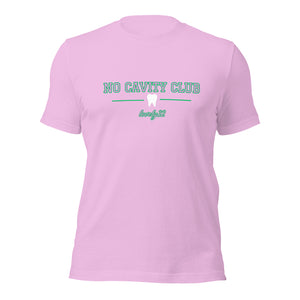 No Cavity Club T-Shirt Varsity Letters- Pink & Green Design