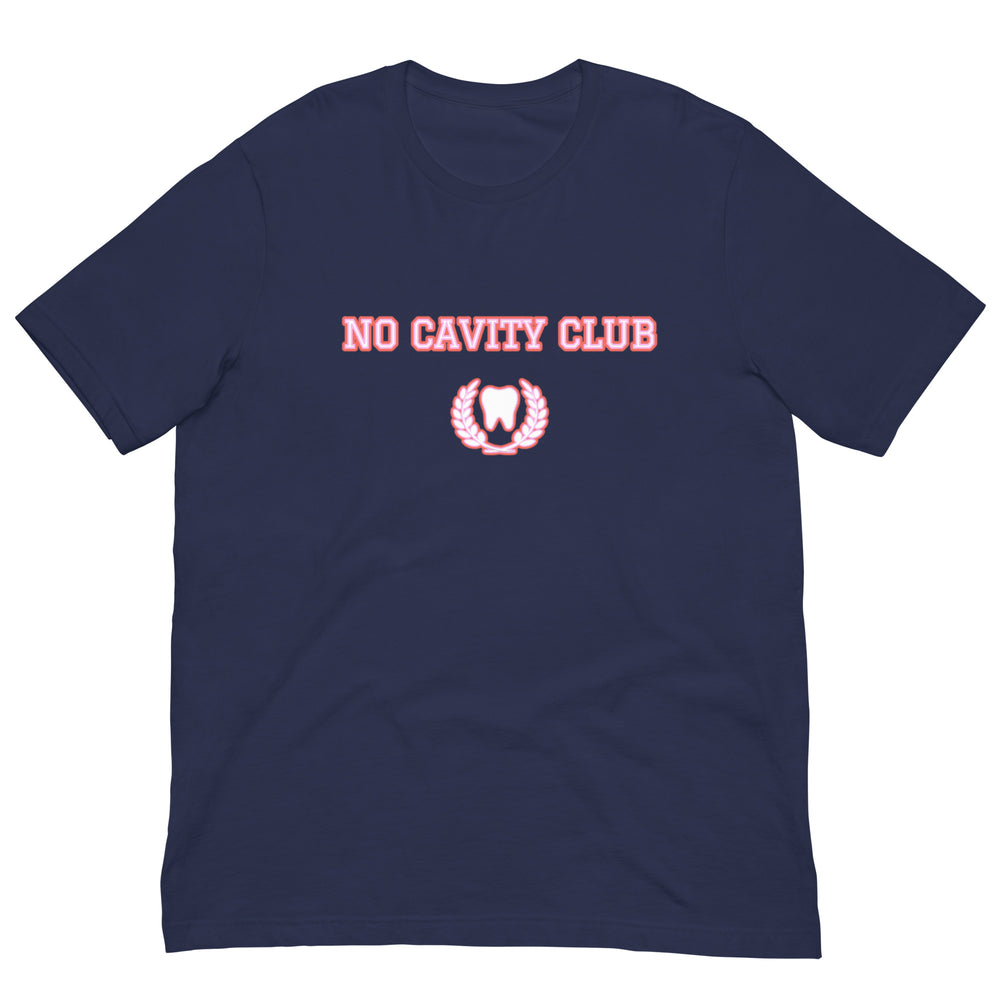 No Cavity Club T-Shirt, Varsity Letters - Red and Pink Design