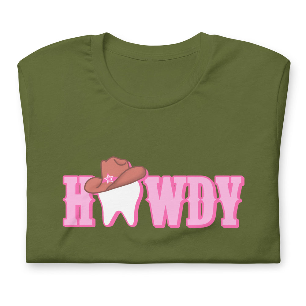 Howdy Cowgirl Tooth Brown Hat T-Shirt Pink Design