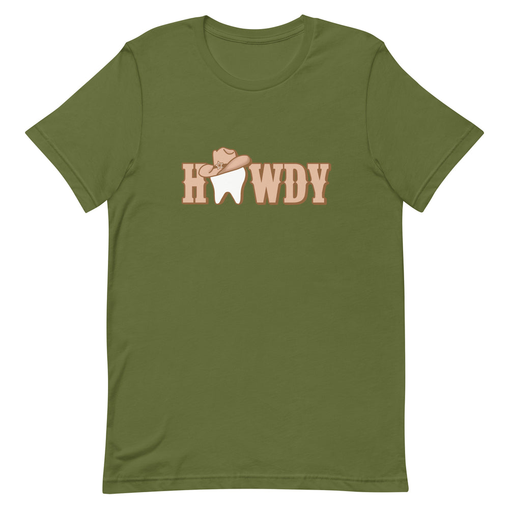 Howdy Tooth Cowgirl Hat T-Shirt Brown Design