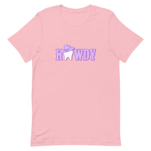 
            
                Load image into Gallery viewer, Howdy Cowgirl Tooth Lavender Hat T-Shirt Lavender Design
            
        
