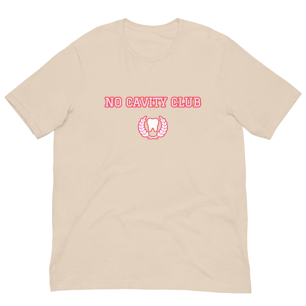 No Cavity Club T-Shirt, Varsity Letters - Red and Pink Design