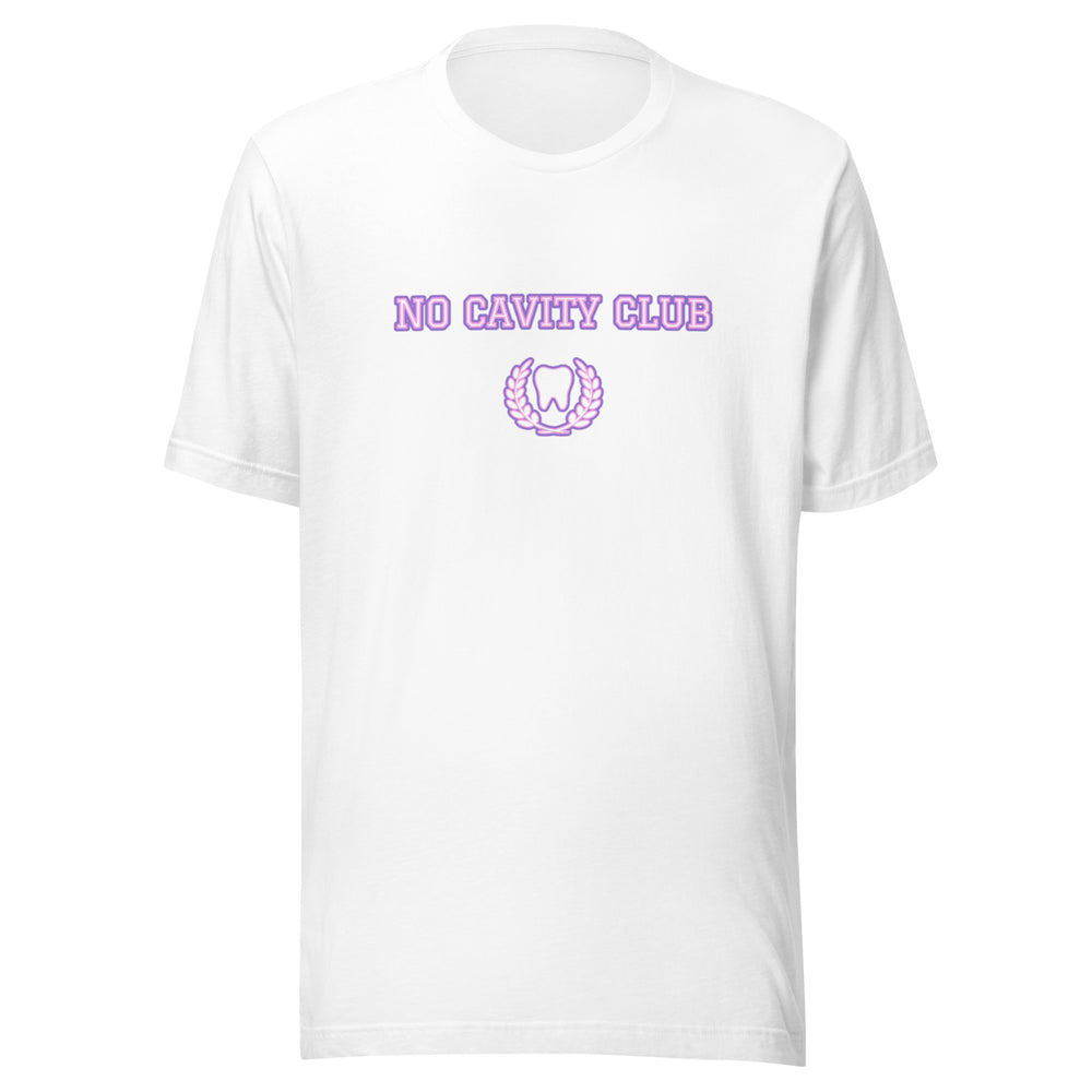 No Cavity Club T-Shirt, Varsity Letters- Lavender and Pink Design