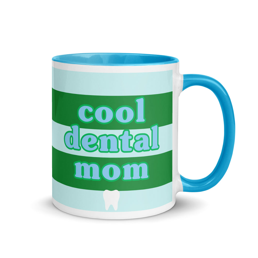Cool Dental Mom Green Stripe Mug with Color Inside
