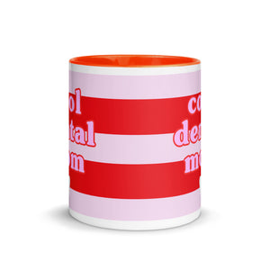 Cool Dental Mom Red Striped Mug with Color Inside