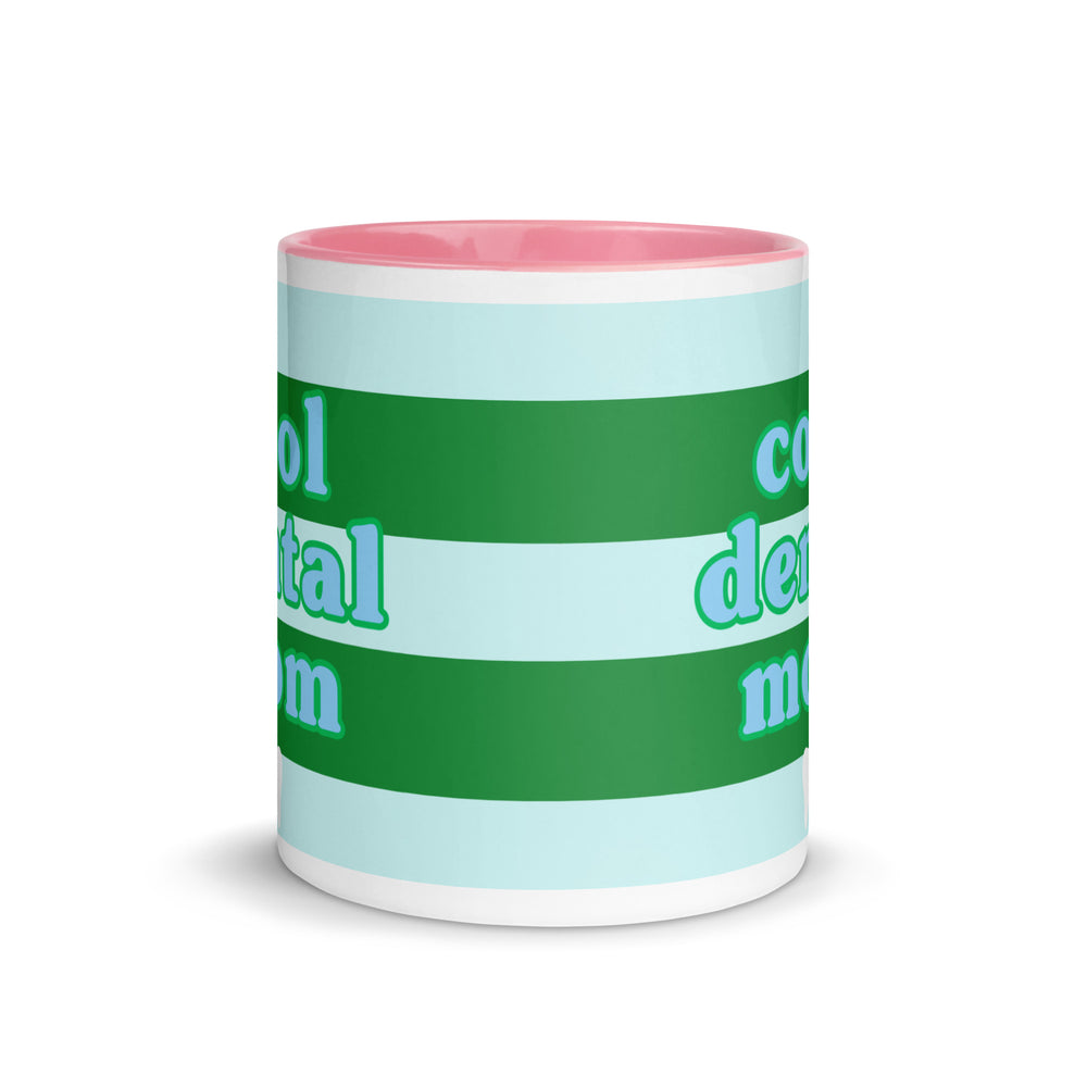 Cool Dental Mom Green Stripe Mug with Color Inside