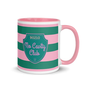 
            
                Load image into Gallery viewer, No Cavity Club 90210 Striped Mug with Color Inside
            
        