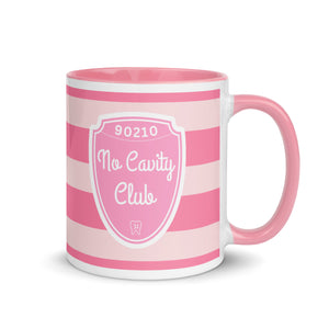 No Cavity Club 90210 Pink Stripe Mug with Color Inside