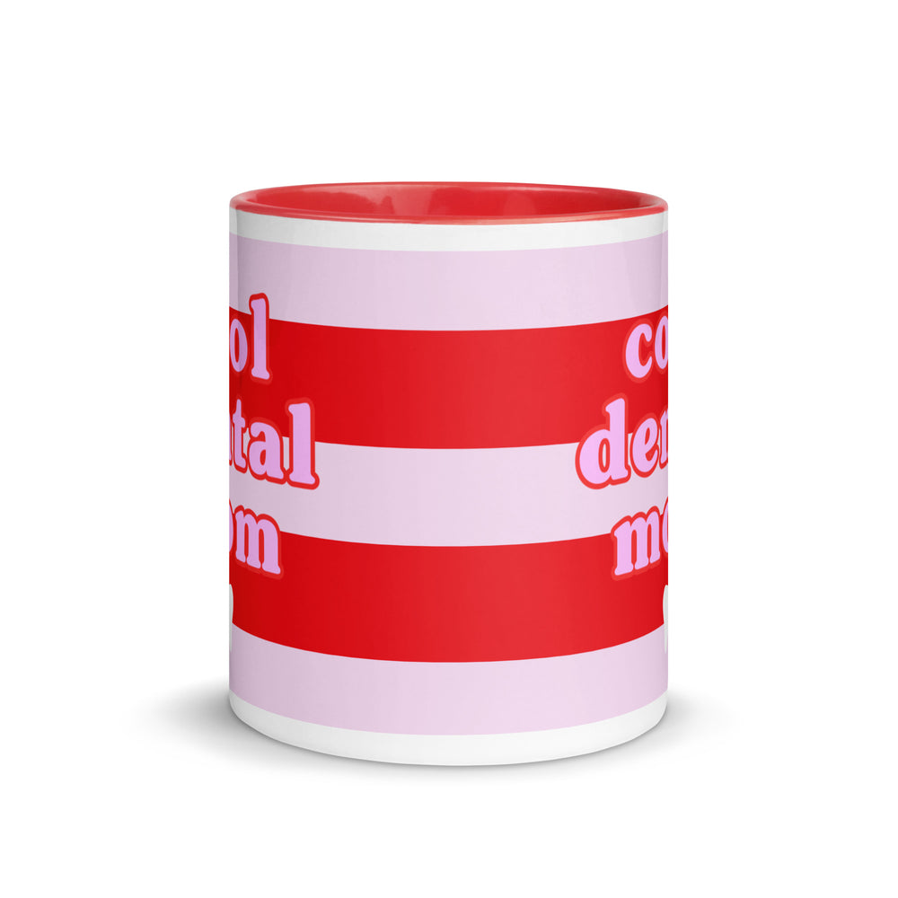 Cool Dental Mom Red Striped Mug with Color Inside