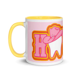 Howdy Pink Cowgirl Hat Tooth Mug with Color Inside for Dental Professionals, Dentists, Dental Hygienists, Assistants, Best Gift Tooth