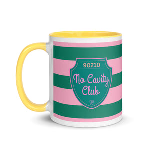 
            
                Load image into Gallery viewer, No Cavity Club 90210 Striped Mug with Color Inside
            
        