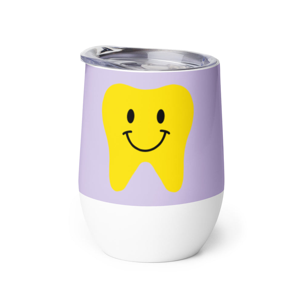
            
                Load image into Gallery viewer, Yellow Happy Tooth Wine Tumbler in Lavender
            
        