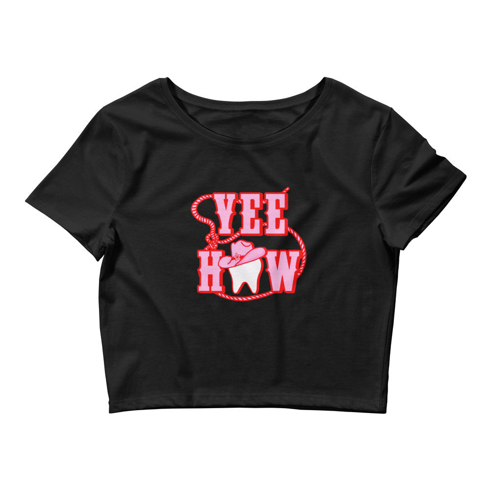 
            
                Load image into Gallery viewer, YeeHaw Cowgirl Tooth Women’s Crop Tee
            
        
