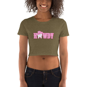 
            
                Load image into Gallery viewer, Howdy Cowgirl Tooth Women’s Crop Tee Pink Design
            
        