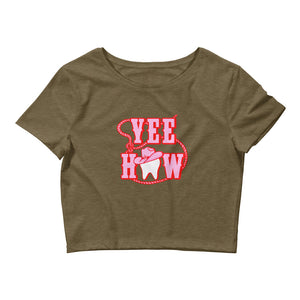 
            
                Load image into Gallery viewer, YeeHaw Cowgirl Tooth Women’s Crop Tee
            
        