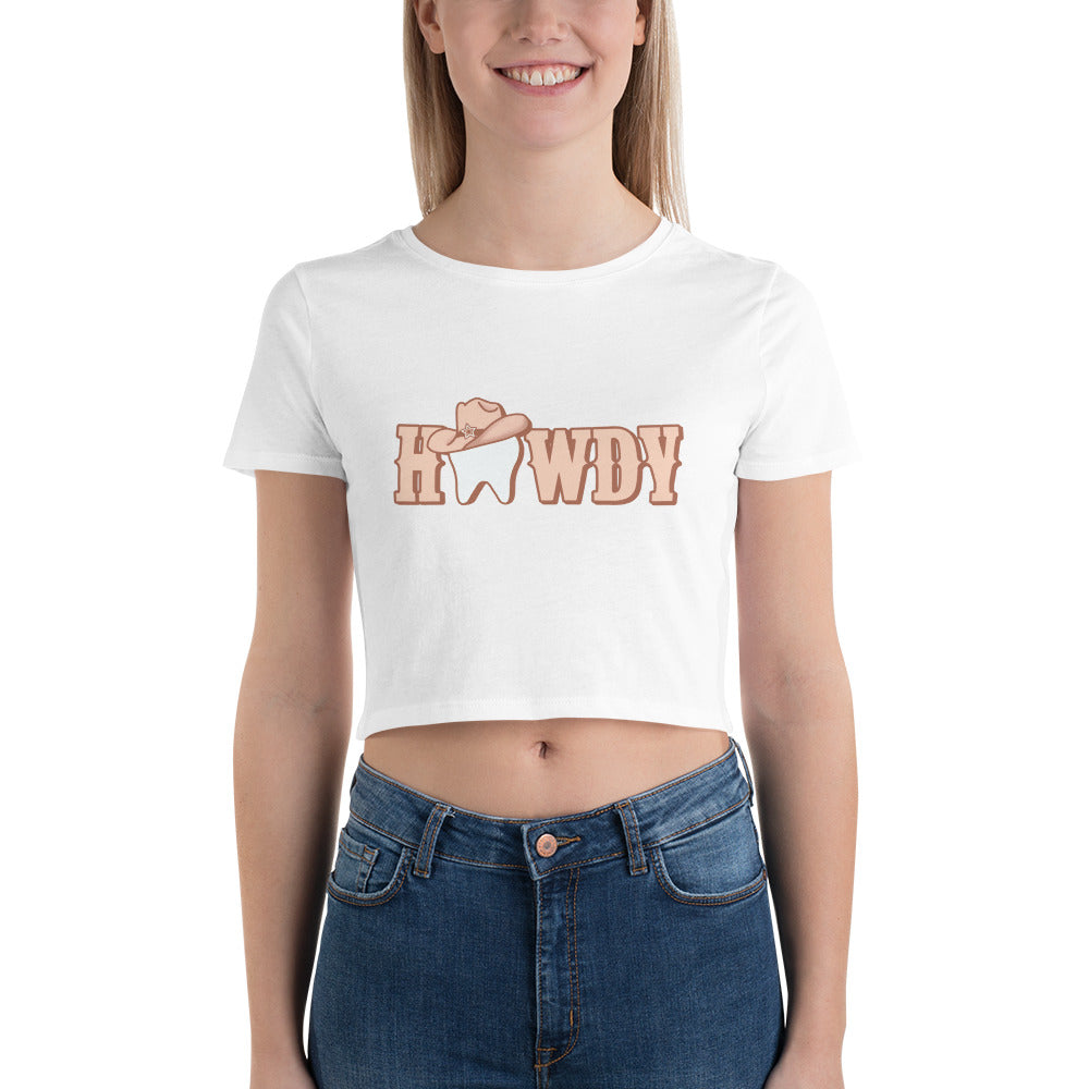 
            
                Load image into Gallery viewer, Howdy Cowgirl Tooth Women’s Crop Tee Neutral Design
            
        
