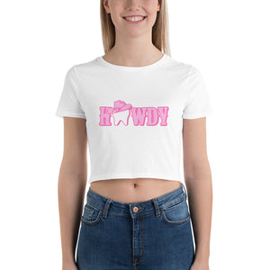 
            
                Load image into Gallery viewer, Howdy Cowgirl Tooth Women’s Crop Tee Pink Design
            
        