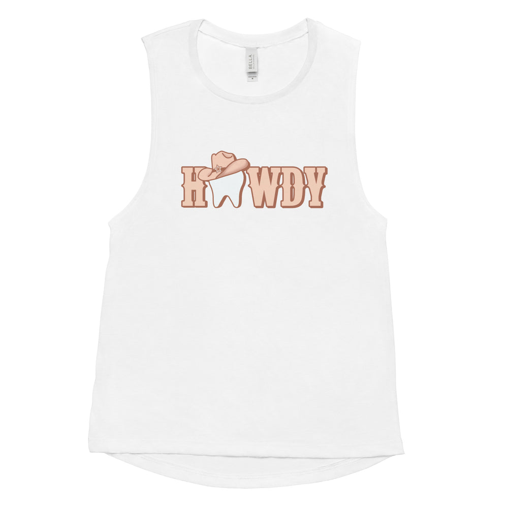 Howdy Tooth Cowgirl Ladies’ Muscle Tank- Neutral Design