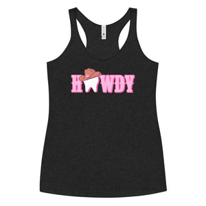 Howdy Tooth Cowgirl Women's Racerback Tank- Pink Design