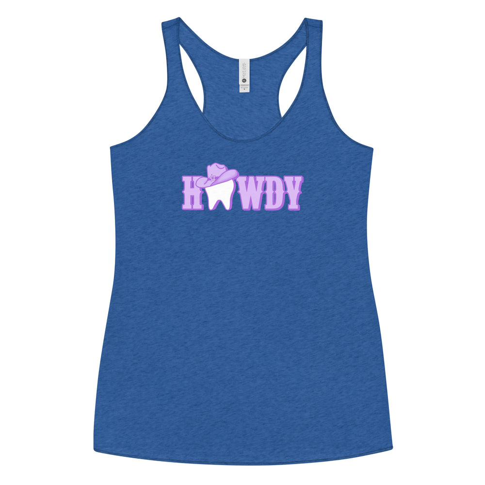 Howdy Tooth Cowgirl Women's Racerback Tank- Lavender Design
